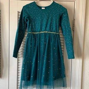 Hanna Andersson Teal and Gold Kids Dress